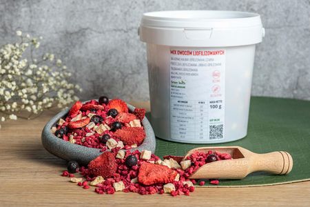 Green Touch Owoce Liofilizowane Zestaw Mix Malina Porzeczka Jabłko Truskawka 100g Wiaderko - zdjęcie 4