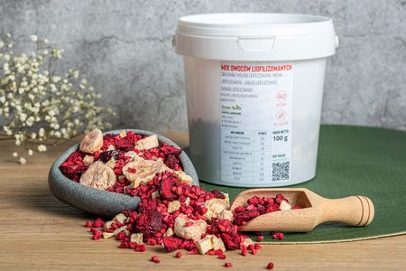 Green Touch Owoce Liofilizowane Zestaw Mix Malina Wiśnia Jabłko Banan 100g Wiaderko - zdjęcie 4