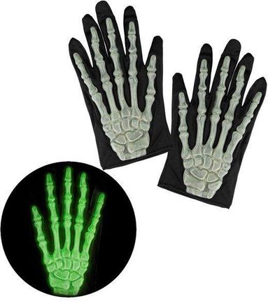 Rękawiczki świecące w ciemności szkieletora szkielet halloween