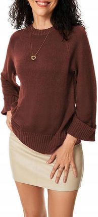 Tapata Damski Sweter z Okrągłym Dekoltem, Bordowy, Rozmiar S