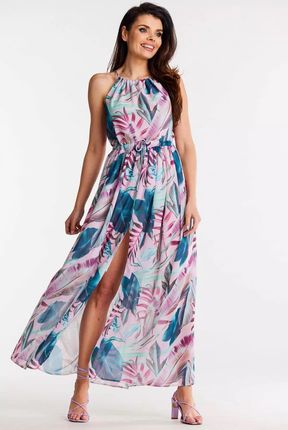 Przewiewna sukienka maxi na lato (Kwiaty, L/XL)