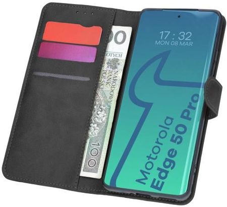 Bizon Etui Z Klapką Case Pocket Do Motorola Edge 50 Pro Czarne