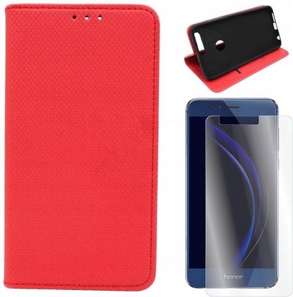 Gsm Hurt Etui Do Huawei Honor 8 Pokrowiec Case Obudowa Smart Magnet Czerwone I Szkło