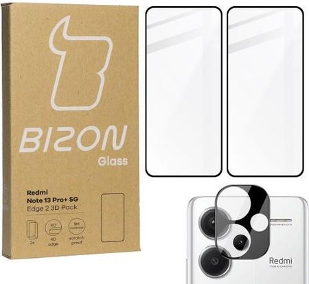 Bizon Szkło Hartowane Glass Edge 2 3D Pack Sztuki Ochrona Na Obiektyw Xiaomi Redmi Note 13 Pro 5G Czarne