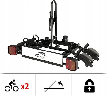 Amos Zamykany Bagażnik Platforma Rowerowy Na Hak 2 Rowery Do 75Kg - zdjęcie 3