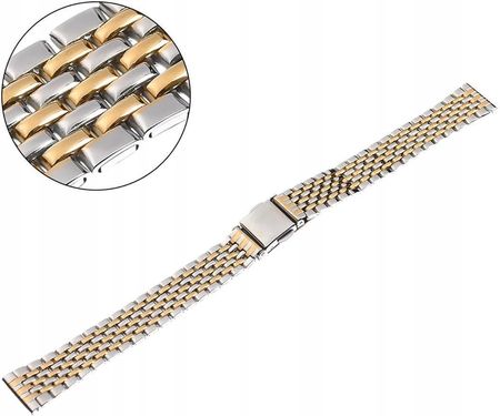 Pacific MB 41 - Srebrno-Żółto Złota - 12mm - Stalowa bransoleta do zegarka (MB41313012MM)