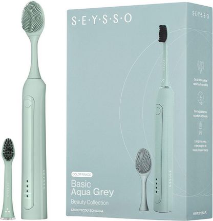 Szczoteczka elektryczna SEYSSO Color Basic Aqua Grey Beauty Collection z końcówką do mycia twarzy