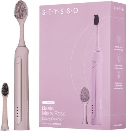 Szczoteczka elektryczna SEYSSO Color Basic Misty Rose Beauty Collection z końcówką do mycia twarzy