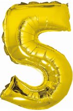 Zdjęcie Balon Foliowy Cyfra 5 Złota 35cm Urodziny - Sochaczew