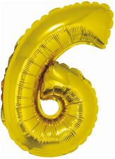 Zdjęcie Balon Foliowy Cyfra 6 Złota 35cm. Urodziny - Sochaczew