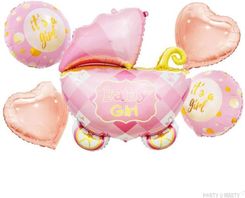 Zdjęcie Balony Foliowe - Zestaw Wózek Różowy 5szt. - Pajęczno
