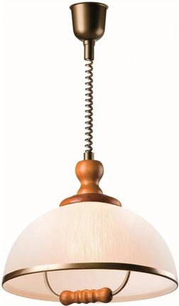 Italux Lampa Wisząca Zwis Klasyczna Antyczna Elegancka Klosz Szklany Miska Biała/Sosna Lamkur Ramona 47935 1X60W E27