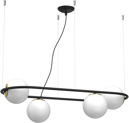 Luminex Lampa Wisząca Zwis Nowoczesna Elegancka Obręcz Metalowa Klosz Szklany Kule Czarna/Złota Bolti 5676 4X15W E27