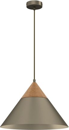 Luminex Lampa Wisząca Zwis Nowoczesna Metalowa Klosz Stożek Złota/Drewniana Single 439 1X15W E27