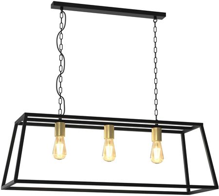 Luminex Lampa Wisząca Zwis Nowoczesna Industrialna Loft Edison Klatka Metalowa Pręty Łańcuch Czarna/Inna Frame 4416 3X15W E27