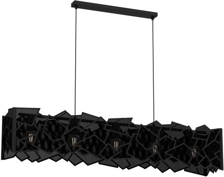 Luminex Lampa Wisząca Zwis Nowoczesna Metalowa Ażurowa Siatka Prostokąt Camo 582 5X15W E27 Czarna