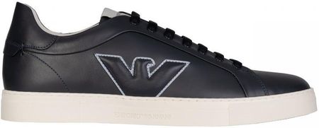 EMPORIO ARMANI skórzane męske sneakersy buty NAVY