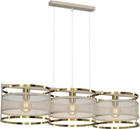 Luminex Rim 4412 Lampa Wisząca Zwis Nowoczesna Metalowa Ażurowa Siatka Koło Obręcz 3X15W E27 Beżowa/Złota