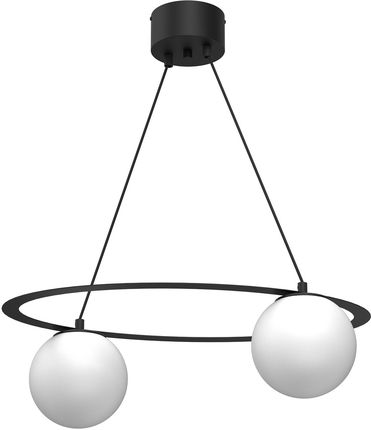 Luminex Ballo 5582 Lampa Wisząca Zwis Nowoczesna Metalowa Pierścień Obręcz Koło Klosz Szklany Kule 2X15W E27 Czarna