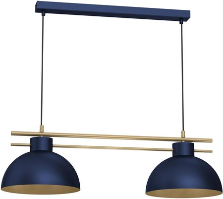 Luminex Estate 4377 Lampa Wisząca Zwis Listwa Nowoczesna Elegancka Pręty Klosz Metalowy 2X15W E27 Niebieski/Złota