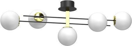 Luminex Satelit 4561 Plafon Lampa Sufitowa Nowoczesny Elegancki Pręty Klosz Szklany Kule 5X15W E27 Czarny/Złoty