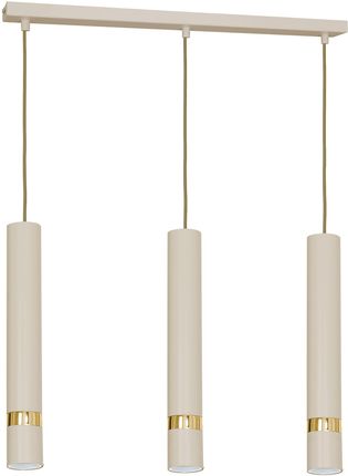 Luminex Reno 9516 Lampa Wisząca Zwis Listwa Nowoczesna Elegancka Klosz Metalowy Tuba Rurka 3X8W Gu10 Beżowa/Złota