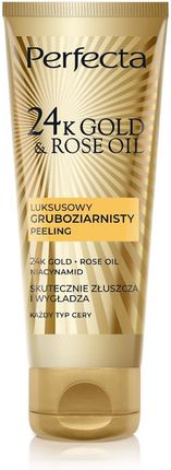 Perfecta 24K Gold & Rose Oil Luksusowy Peeling Gruboziarnisty Do Twarzy 75g