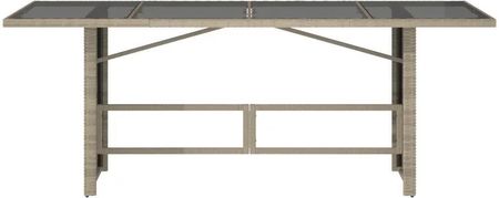 Zakito Home Stół Ogrodowy Rattanowy Z Szklanym Blatem 190X80X74cm Jasnoszary - zdjęcie 3