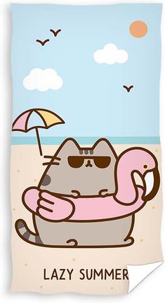 Carbotex Ręcznik Kąpielowy Plażowy Pusheen Kotek Dziecięcy Basen Wakacje 140X70Cm