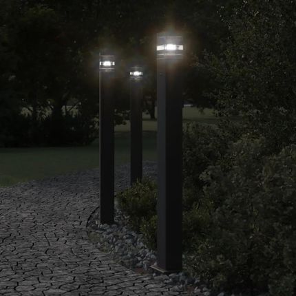 vidaXL Zewnętrzne Lampy Stojące Z Gniazdem 3szt. Czarne 110cm 4006410