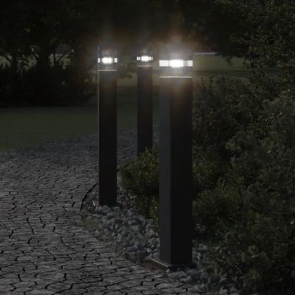 vidaXL Zewnętrzne Lampy Stojące 3szt. Czarne 80cm Aluminium 4006396