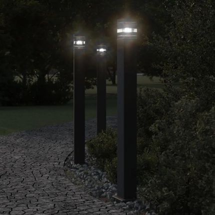 vidaXL Zewnętrzne Lampy Stojące Z Czujnikami 3szt. Czarne 110cm 4006404