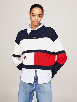 Tommy Jeans Sweter damski z bawełny DW0DW18117-YBH Biały  