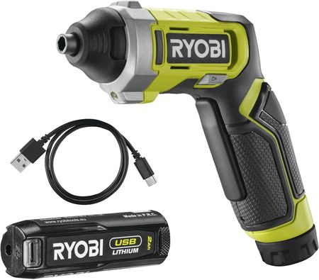 Ryobi Wkrętak 4V Usb Lithium Z Akumulatorem 2.0Ah I Kablem Do Ładowania  