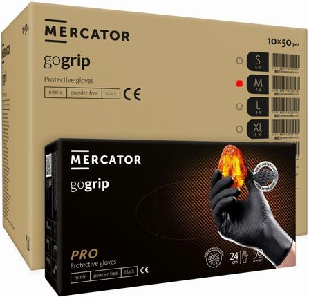 Mercator Rękawice Nitrylowe 50szt. Gogrip Black - 10 Op. (M 7-8)