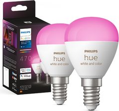 PHILIPS HUE White and Color ambiance Inteligentna żarówka E14 kulka 2szt (929003573602)