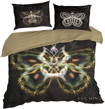 Eurofirany Pościel Satynowa Eva 11 Czarna Beżowa Motyl Minge 160X200 Cm