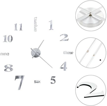 Zakito Zegar Ścienny 3D Z Efektem Diy Lśniący Dodatek Do Twojego Pokoju (Z50636)