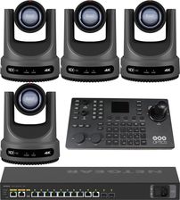 PTZOptics Move 4K 12x 4 Full Bundle | Zestaw 4x Kamera PTZ + Kontroler PTZOptics SuperJoy + Switch Netgear AV Line PoE+