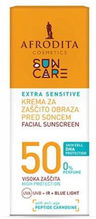 Afrodita Sun Care Extra Sensitive SPF50 Krem Przeciwsłoneczny Do Twarzy 50ml