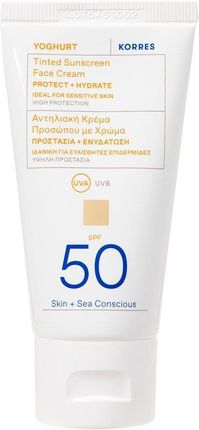 Korres Yoghurt Tinted Sunscreen Face Cream Koloryzujący Krem Ochronny Do Twarzy SPF50 Nude 50ml