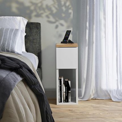 Comfortcove Szafka Nocna Wąska Z Szufladą Stolik Nocny Z Półką 20x30x55cm - zdjęcie 2