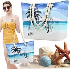TORBA PLAŻOWA Z UCHWYTEM ZAPINANA ZAMEK SHOPPER TORBKA NA PLAŻĘ PIKNIK MIX