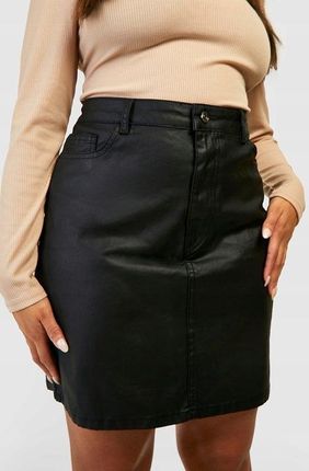 BOOHOO CZARNA WOSKOWANA MINI SPÓDNICA JEANS B1P NG2__56