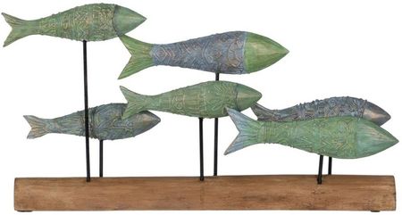 Bigbuy Home Figurka Dekoracyjna Kolor Zielony Naturalny Ryby 56X7X31 Cm 1235514
