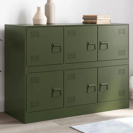 vidaXL Szafka Boczna Oliwkowa 99X39X73 Cm Stal 253021161