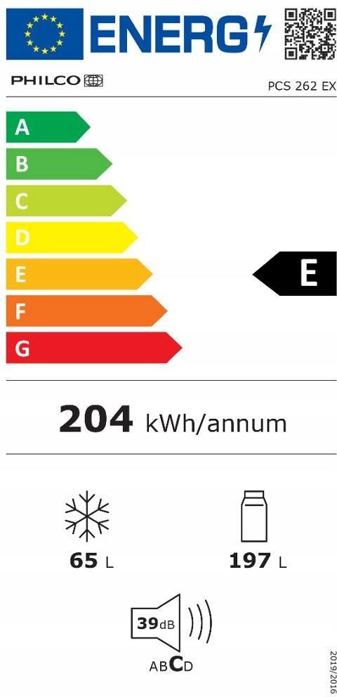 Lodówka Philco PCS 262 EX z zamrażalnikiem dolnym 177cm Srebrna od