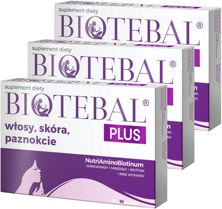 Biotebal Plus włosy, skóra, paznokcie 3x40 tabletek (30+10)