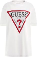 Damska Koszulka z krótkim rękawem Guess SS CN Shiny Triangle Tee W4Yi34I3Z14-G011 – Biały