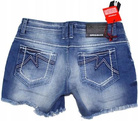 Damskie spodenki jeans Cipo&Baxx -OWK100 - oryginalne z dziurami - W31